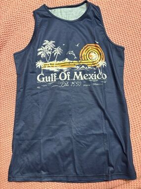 Gulf Of Mexico Mens Navy Graphic Tank
